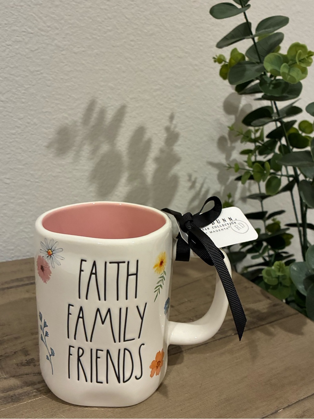 Rae Dunn FAITH FAMILY FRIENDS mug.